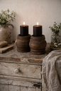 Set donker houten kaarsenhouders