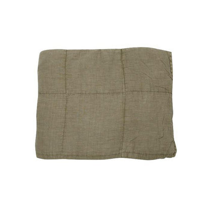 Doorgestikte Katoenen Plaid Charlotte olijfgrijs 130x170