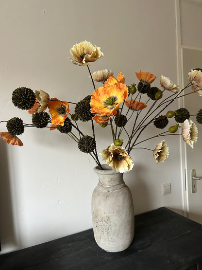 Crèmekleurige, grote vaas met landelijke uitstraling