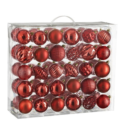 Kerstballen Set - 60 Stuks - Ø7 cm - Onbreekbaar - Rood