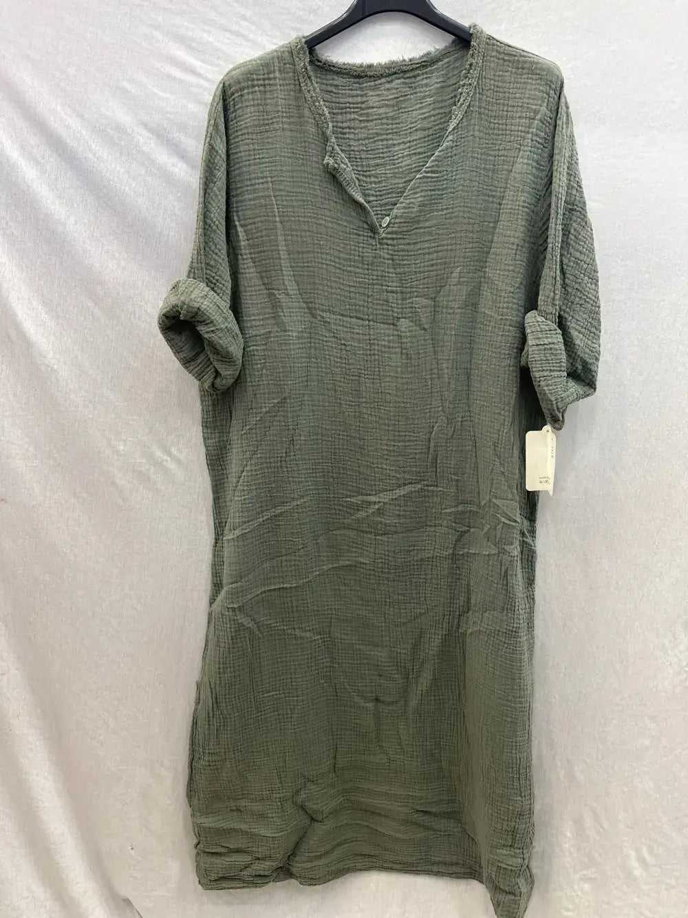 Boho Tunische Kraag Jurk van Katoenen Gaas