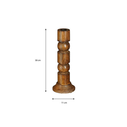 Philo Kandelaar - H30 x Ø11 cm - Mangohout - Bruin