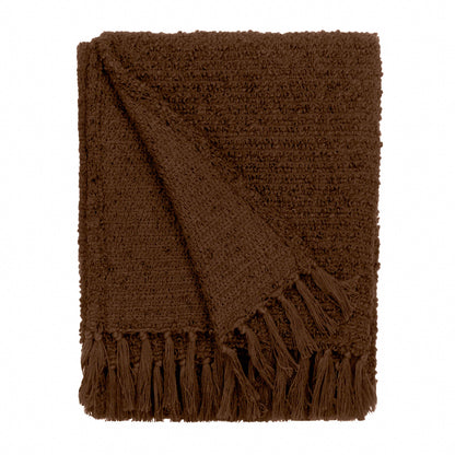 Candar Boucle Throw Cocoa met textuur