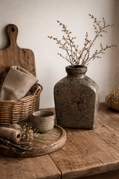 Bruine vaas in landelijke stijl L