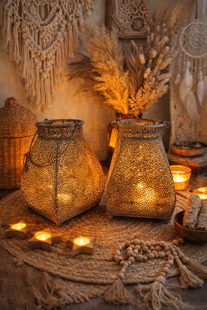 Metalen windlichten – Boho Ibiza stijl