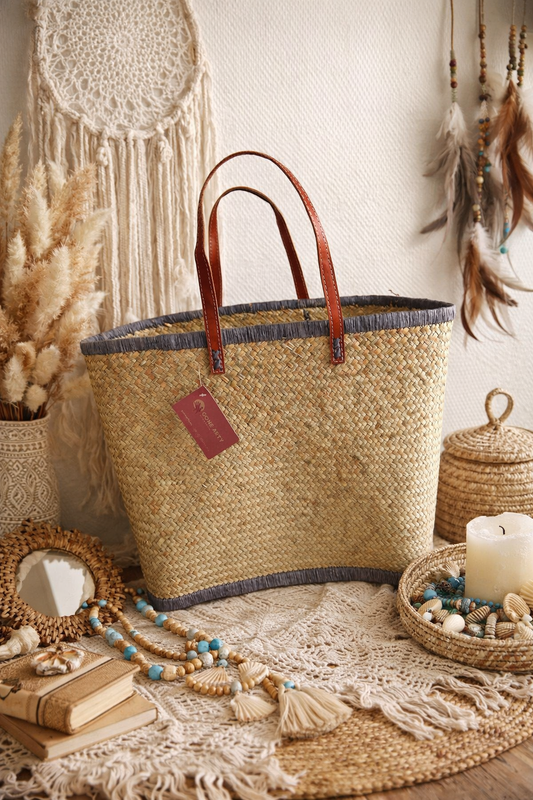 Boho Strand- & Boodschappenmand – Natuurlijk, Stijlvol & Praktisch paars