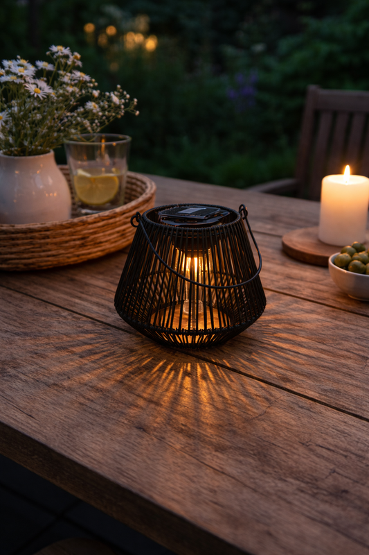 Solar lamp hang/staand in het zwart