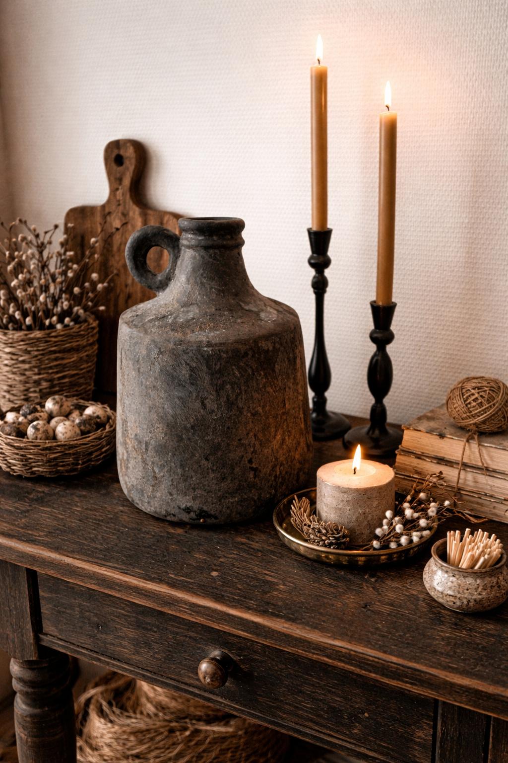 Donkergrijze vaas in fles model