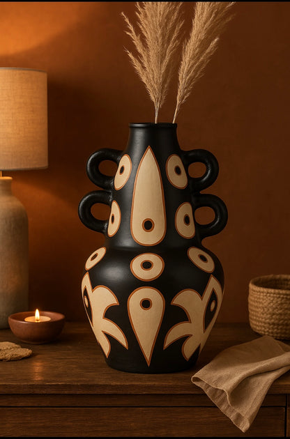Vaas inheems terracotta dubbel oor