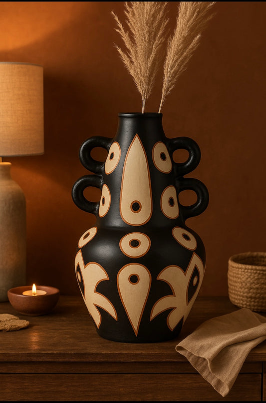 Vaas inheems terracotta dubbel oor