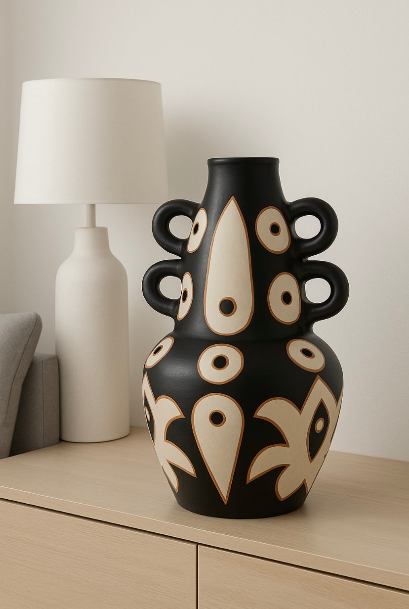 Vaas inheems terracotta dubbel oor