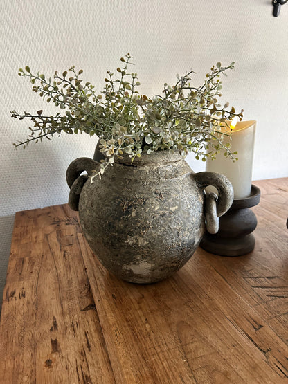 Landelijke vaas met oren en ringen