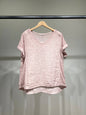 Trendy T-shirt met Korte Mouwen en Gemêleerde Zoom 100% Linnen