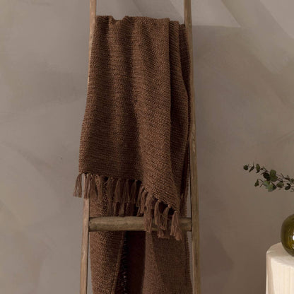 Candar Boucle Throw Cocoa met textuur