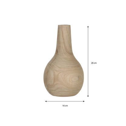 Pia Vaas - H28 x Ø16 cm - Paulownia Hout - Lichtbruin