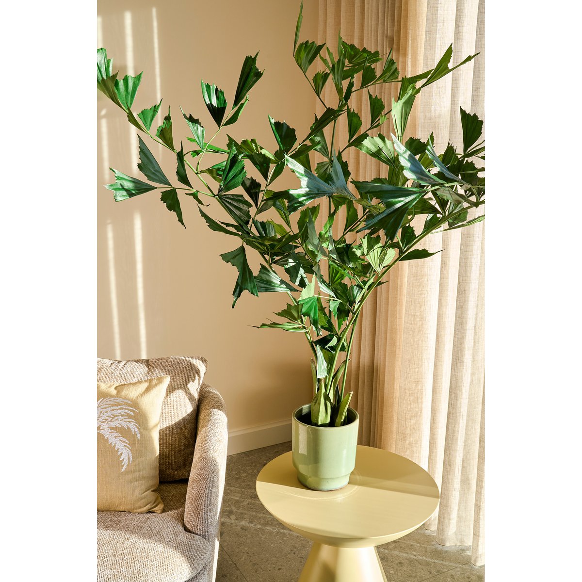 Vissenstaart Palm Kunstplant in Pot - H150 x Ø100 cm - Groen