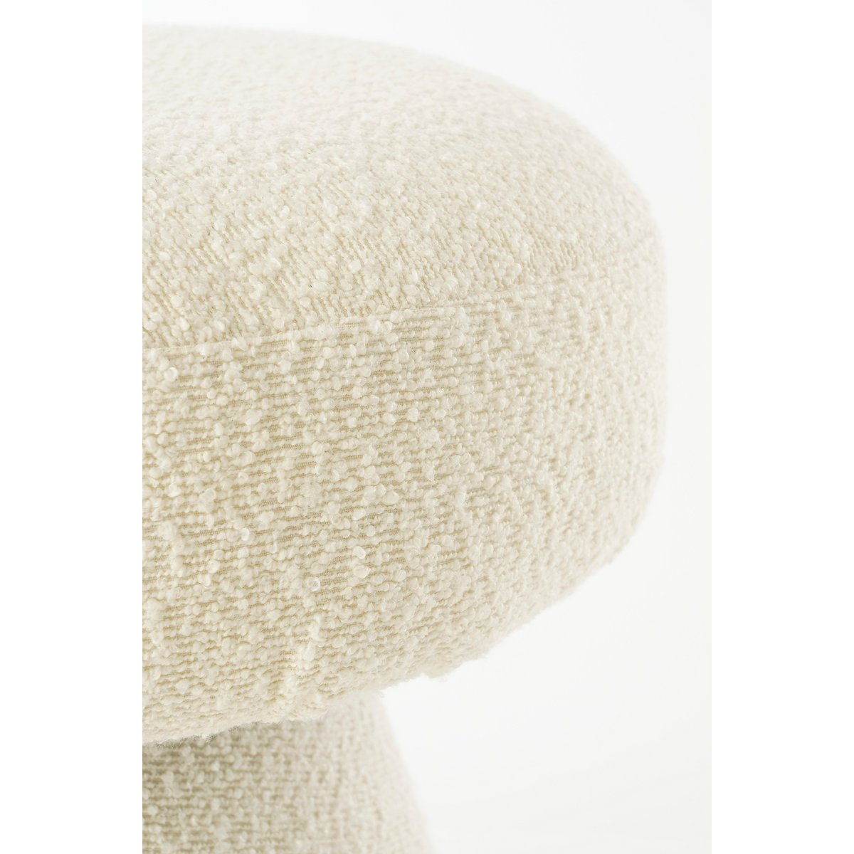 Poef met teddystof H46 x Ø49 cm - Off White