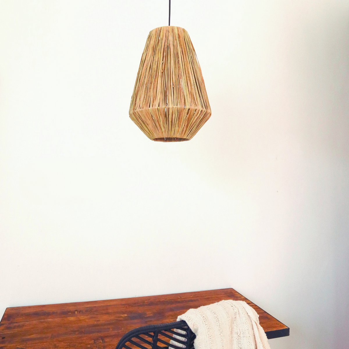 Plafondlamp Pendel rond ENDAH gemaakt van Raffia
