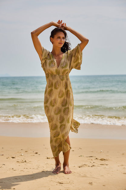 Boho Maxi Jurk met Lurex & Geometrische Print