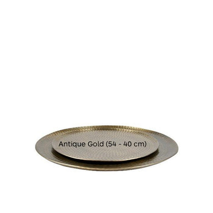 Rond Dienblad antiek goud 40 cm