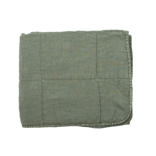 Gewatteerde katoenen plaid Charlotte oudgroen 70x240