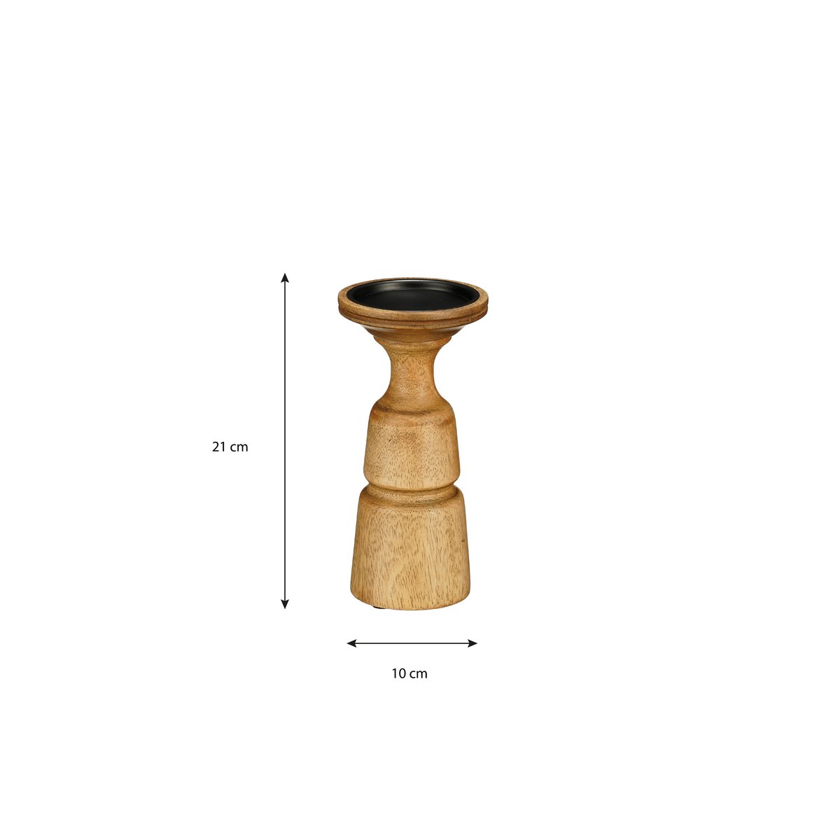 Nino Kandelaar - H10 x Ø21 cm - Mangohout - Donkerbruin