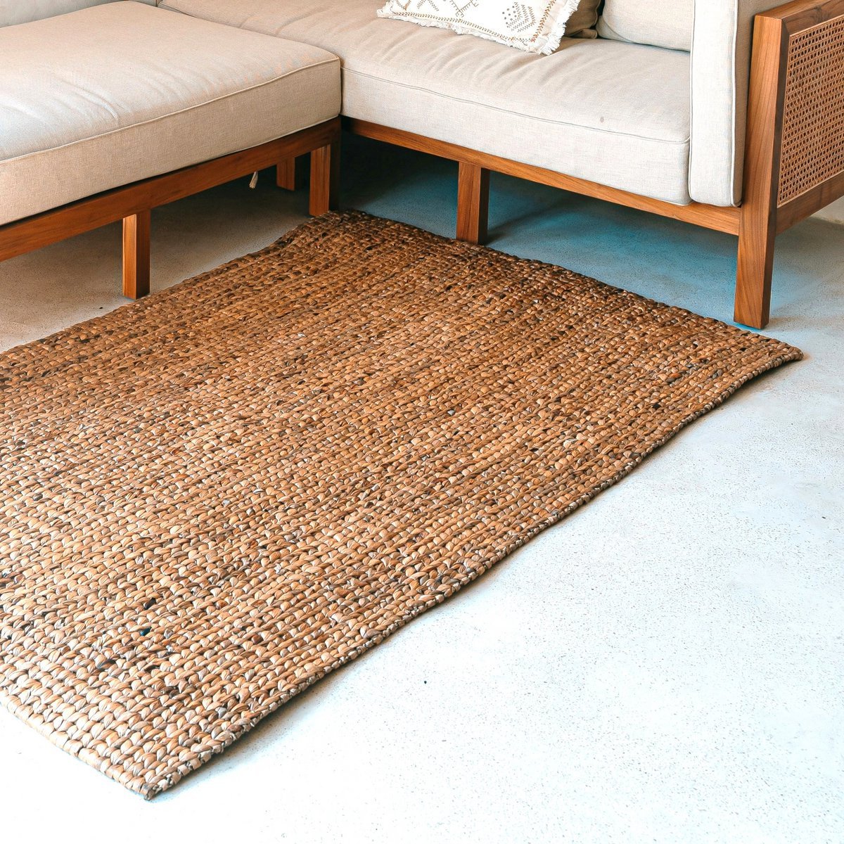 Vierkant Boho-vloerkleed water hyacint tapijt 180x115 cm sawah