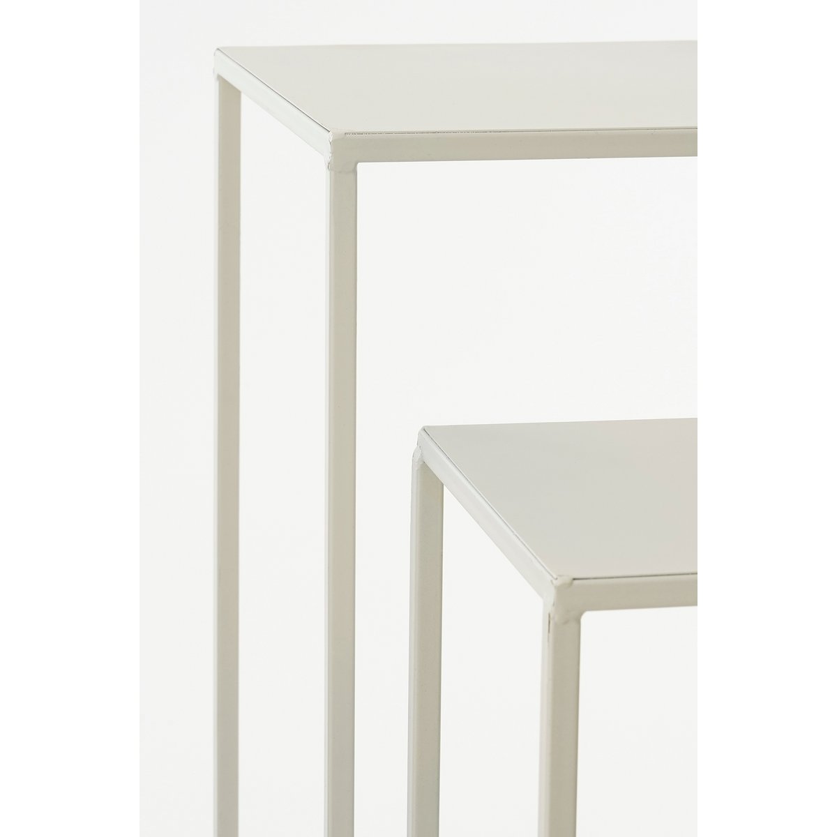 Quinty Bijzettafel - Set van 3 - L30 x B30 x H70 cm - Metaal - Off-white