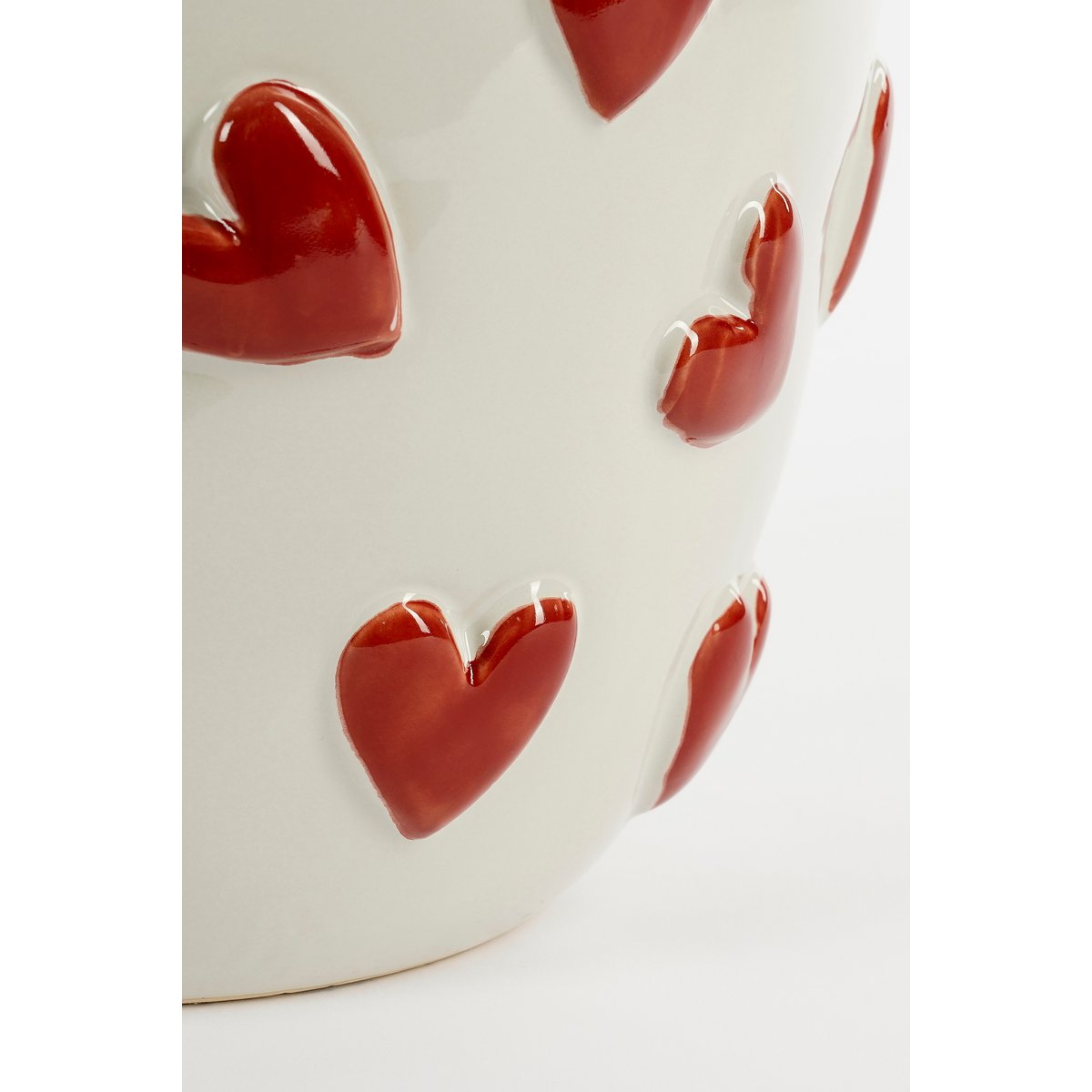 Hearts Vaas - H33 x Ø30 cm - Keramiek - Wit, Rood