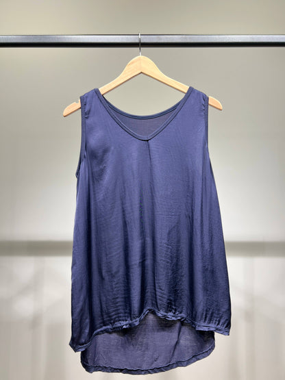 Vrouwelijke mouwloze Top V-hals Satijn 100% Viscose