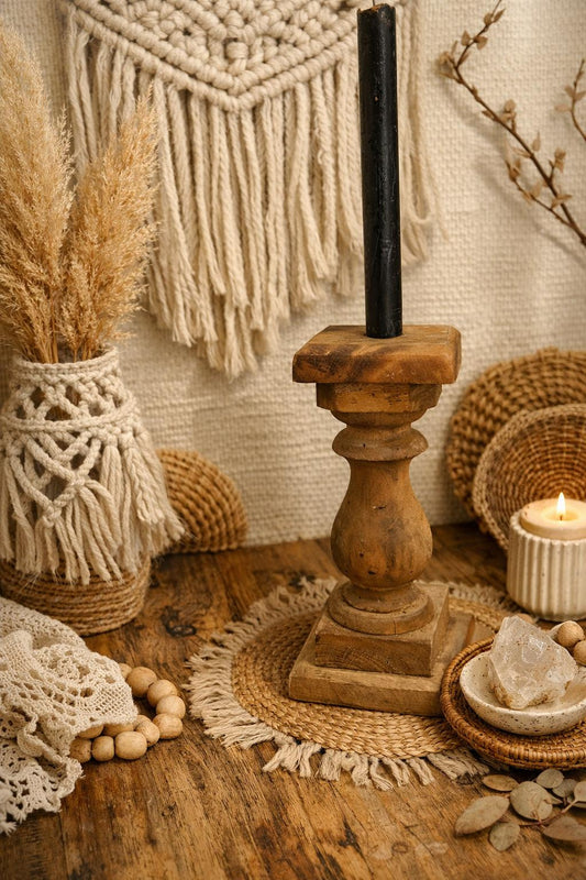 Houten kandelaar voor dinerkaars – warm, stijlvol en tijdloos