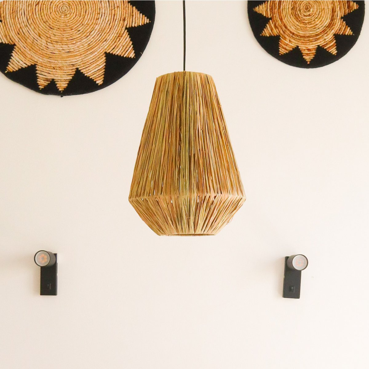 Plafondlamp Pendel rond ENDAH gemaakt van Raffia
