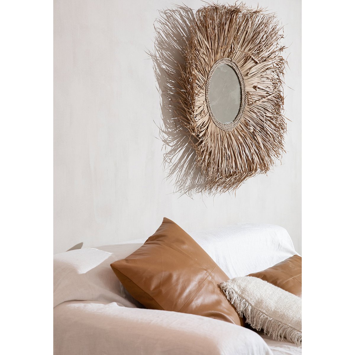 The Four Panel Leren Kussenhoes - Camel - 60x60