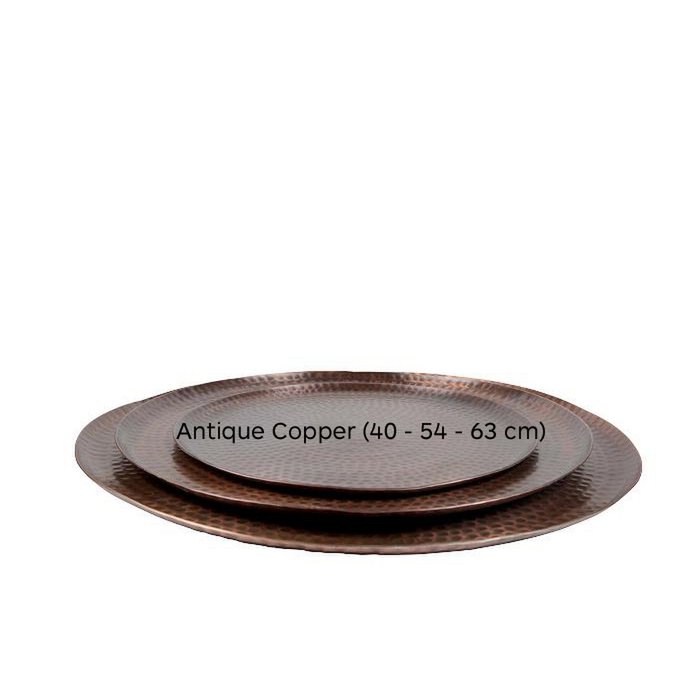 Rond Dienblad antiek koper 63 cm