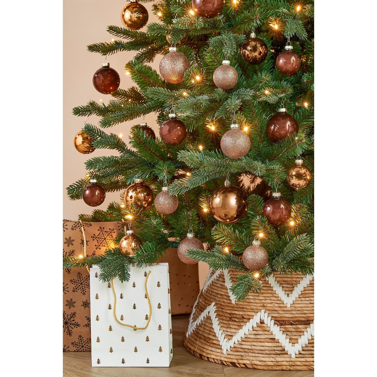 Kerstballen Set - 42 Stuks - Ø7 cm - Glas - Bruin