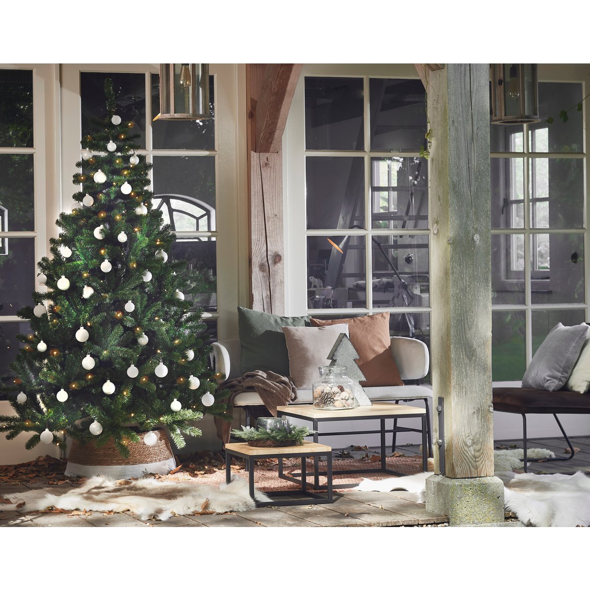 Kerstboomrok - H26 x Ø58 cm - Zeegras - Off-white