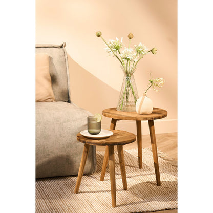 Houten Bold Bijzettafel - H43 x Ø40 cm - Bruin