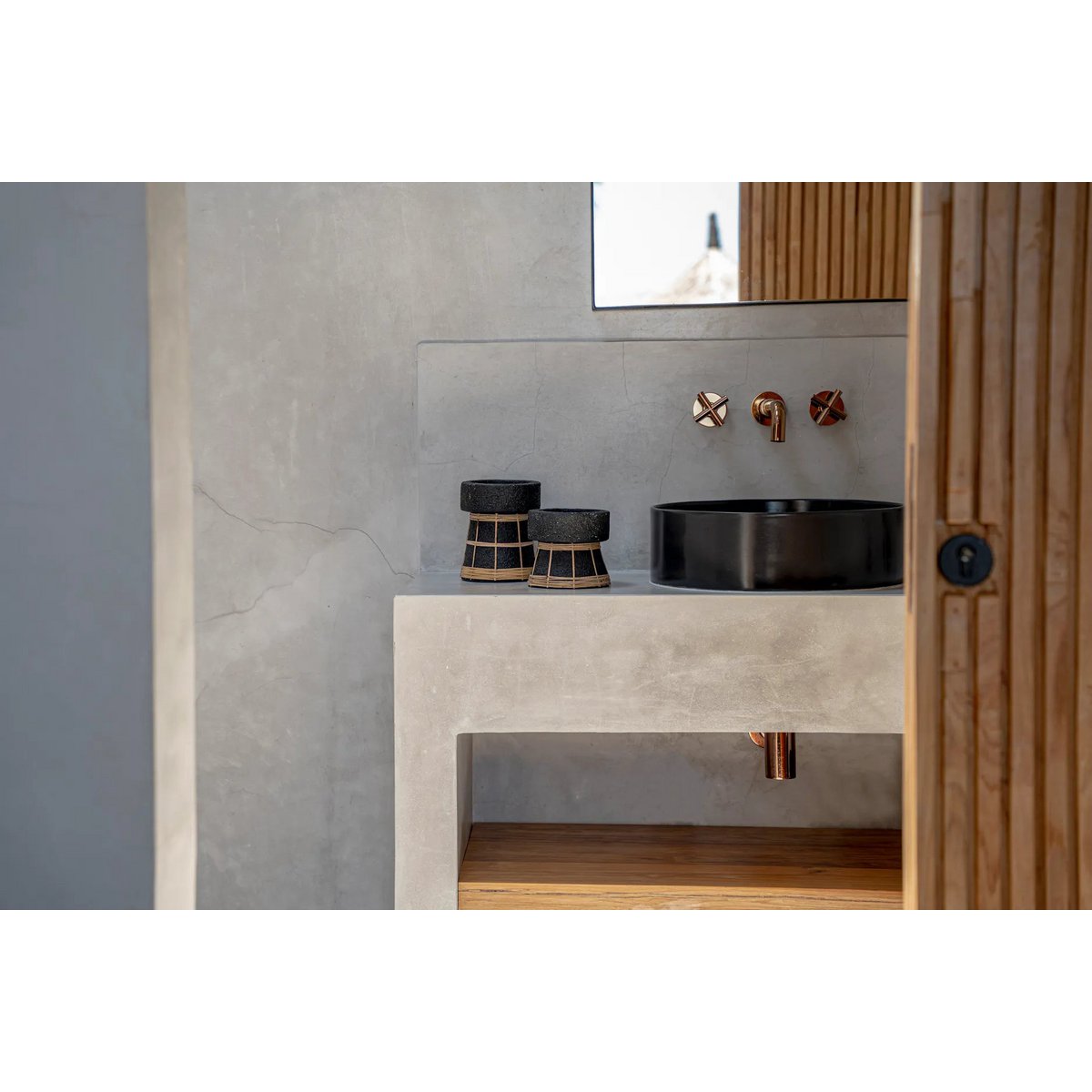 De Serene Kaarsenhouder - Zwart Naturel - M