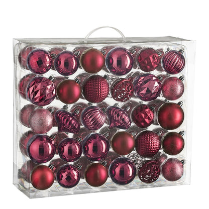 Kerstballen Set - 60 Stuks - Ø7 cm - Onbreekbaar - Fuchsia