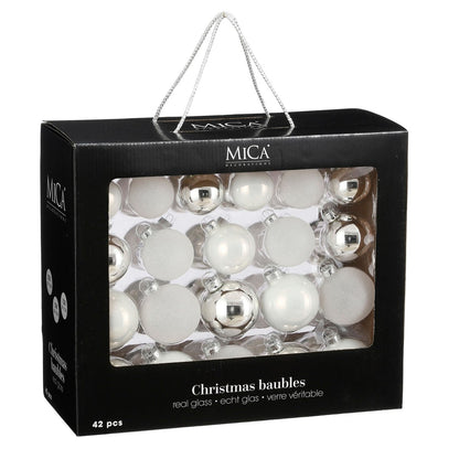 Kerstballen Set - 42 Stuks - Ø7 cm - Glas - Wit