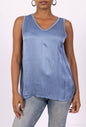Vrouwelijke mouwloze Top V-hals Satijn 100% Viscose