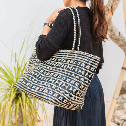 Boho Tote Bag – Zeegras Zomertas KIDUL (zwart)