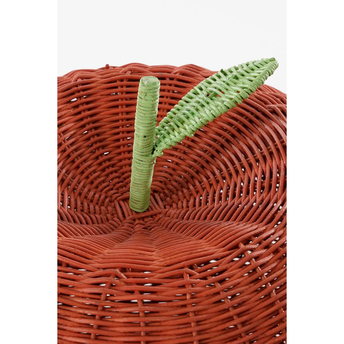 Opbergmand met Deksel - Set van 2 - H48 x Ø30 cm - Rotan - Rood