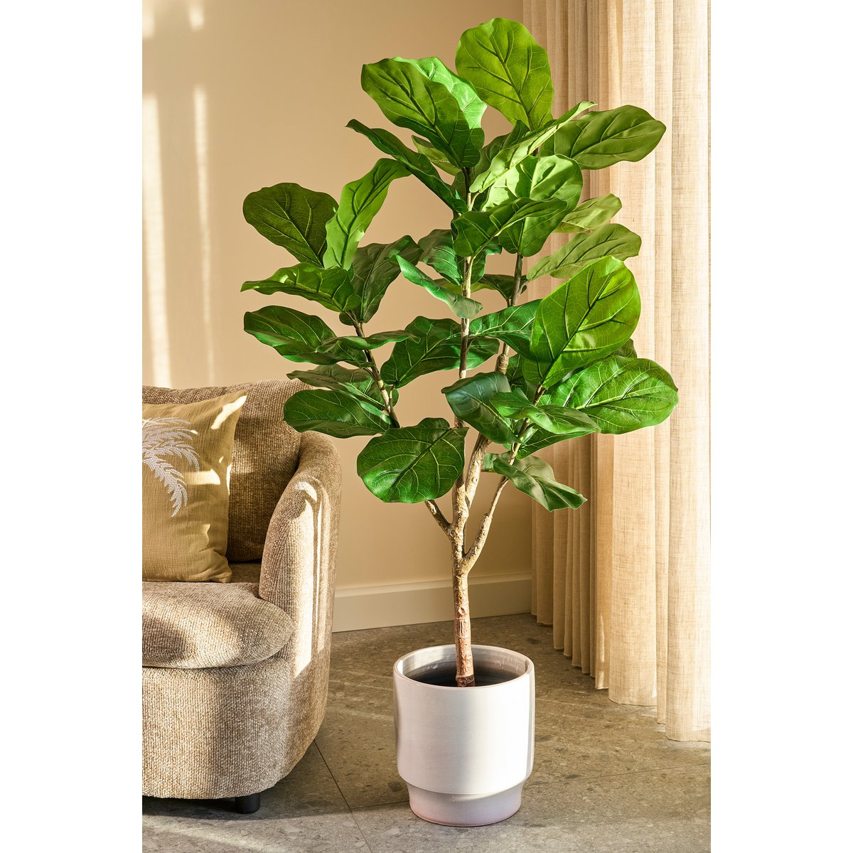 Ficus Lyrata Kunstplant in Pot - H150 x Ø50 cm - Groen