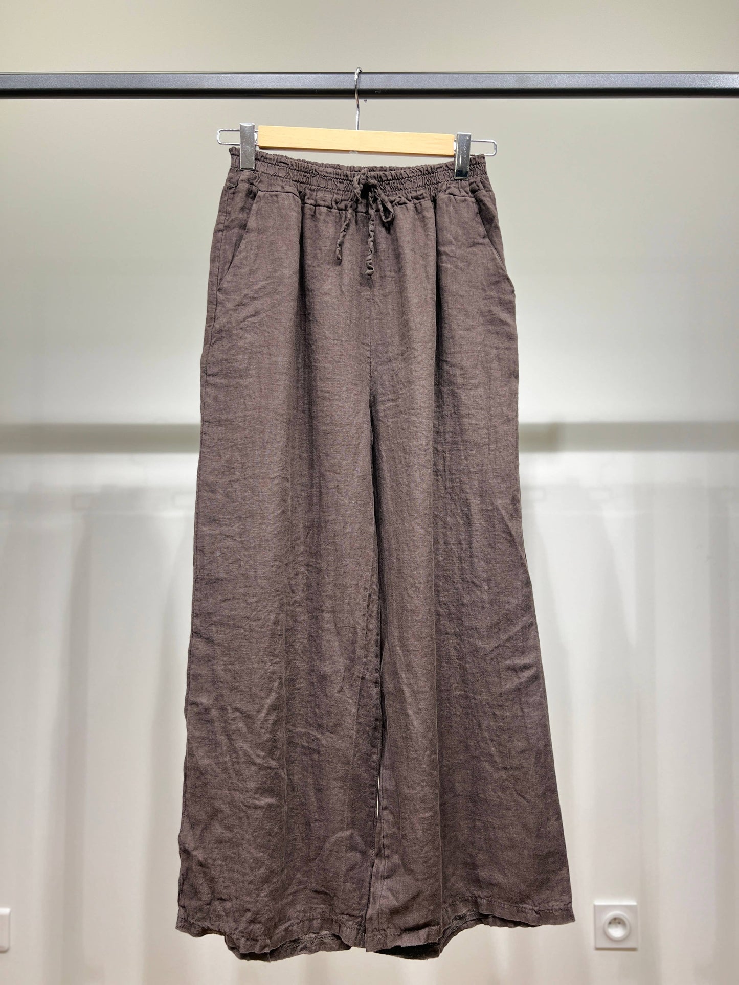 Tijdloze wijde Broek met Elastische Tailleband en Koord 100% Linnen