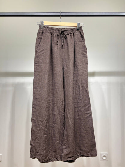 Tijdloze wijde Broek met Elastische Tailleband en Koord 100% Linnen