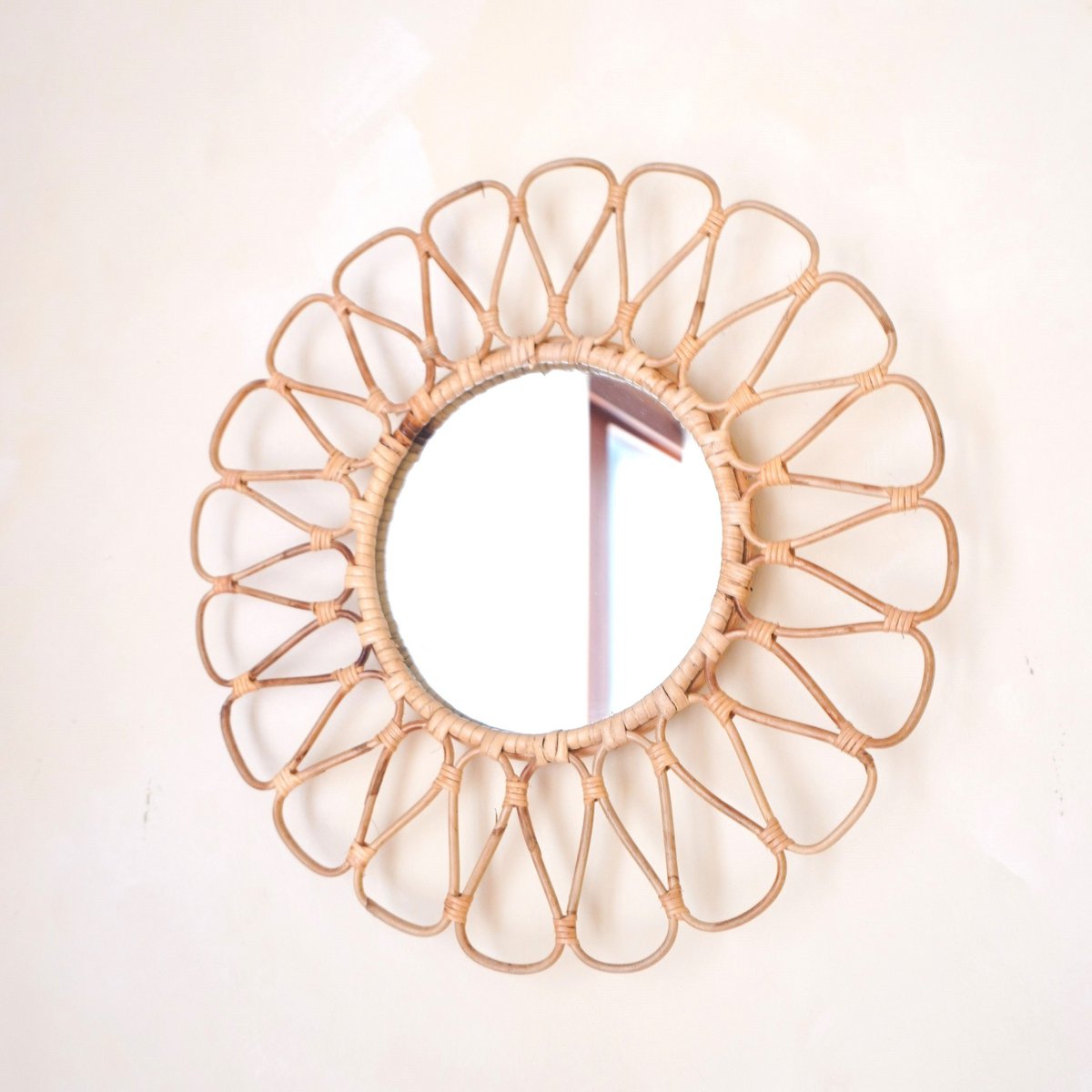 Kleine rotan spiegel 38 cm handgemaakte Boho wandspiege DAAU