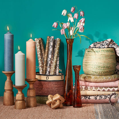 Nino Kandelaar - H10 x Ø25 cm - Mangohout - Donkerbruin