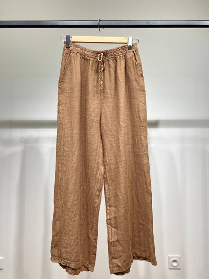 Tijdloze wijde Broek met Elastische Tailleband en Koord 100% Linnen