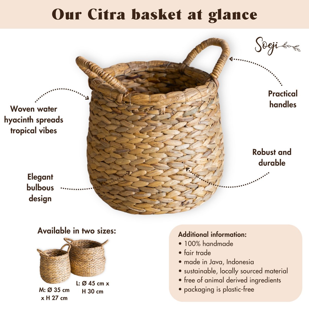 Bolvormige boho -mand (2 maten) Citra